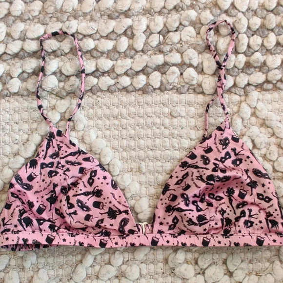 FLEUR DU MAL Luxe Triangle-cup Bra In Pink Carnival Print Size Medium